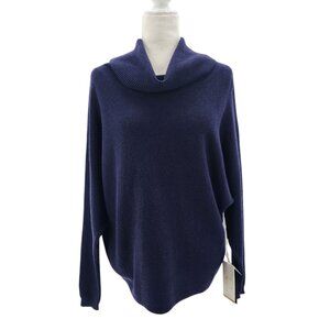 NEW Cyrus Womens Small Sweater Waffle Knit Turtle Cowl Neck Navy Blue Preppy